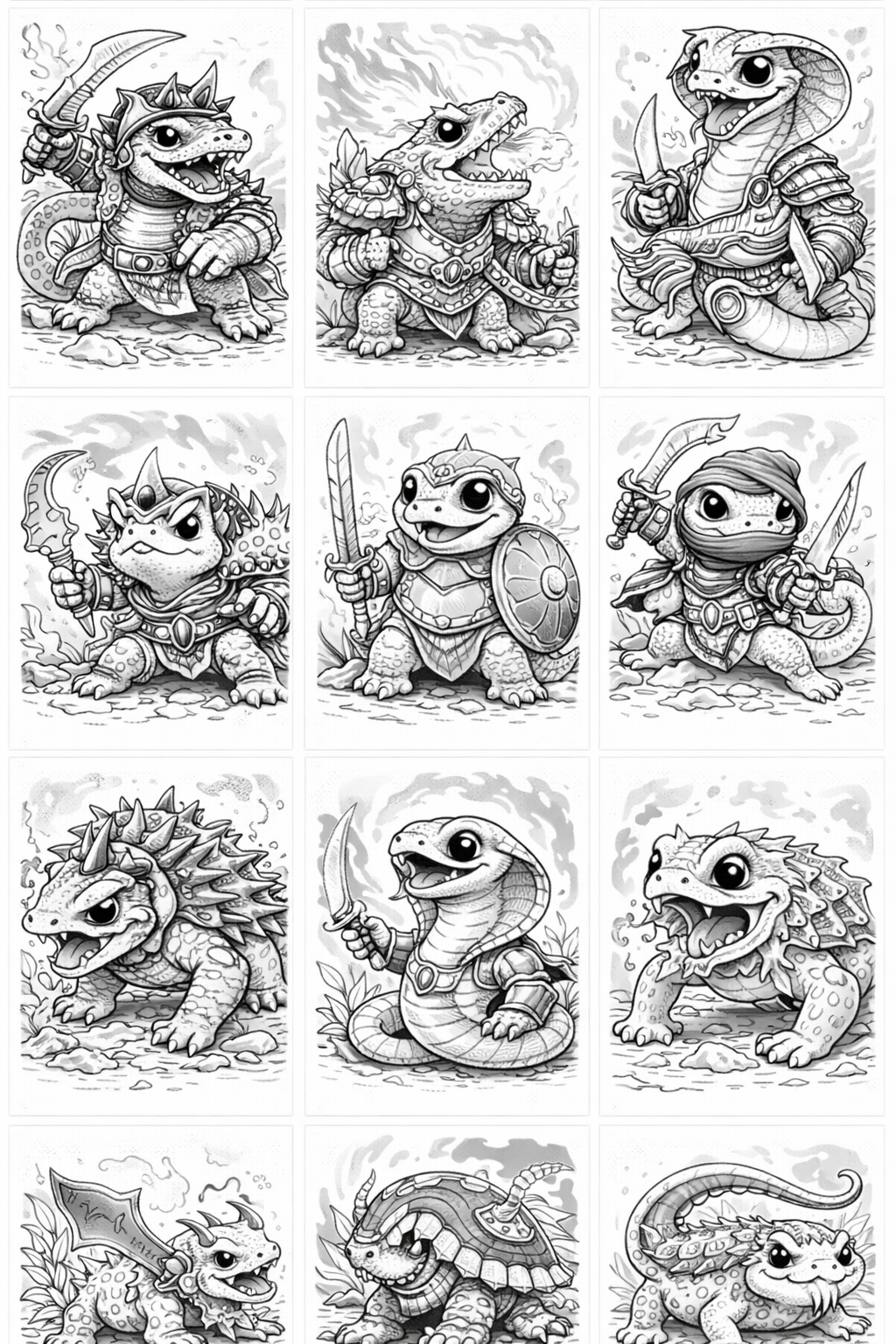 Dragon Warriors Coloring Grid