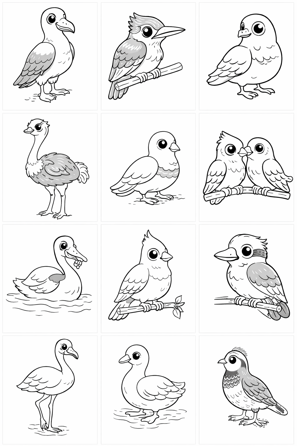 Birds on Branches Coloring Grid