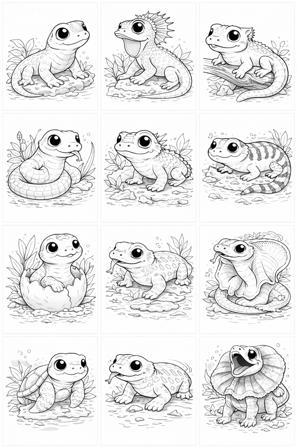 Turtles and Lizards Coloring Grid