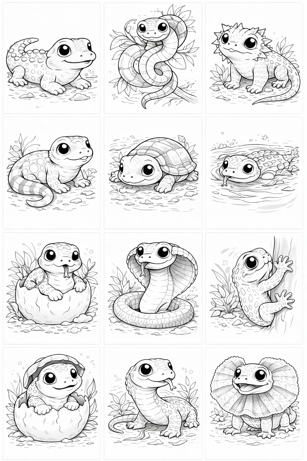 Reptiles Coloring Grid