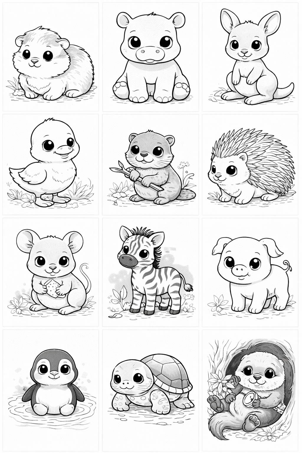 Small Animals Coloring Grid