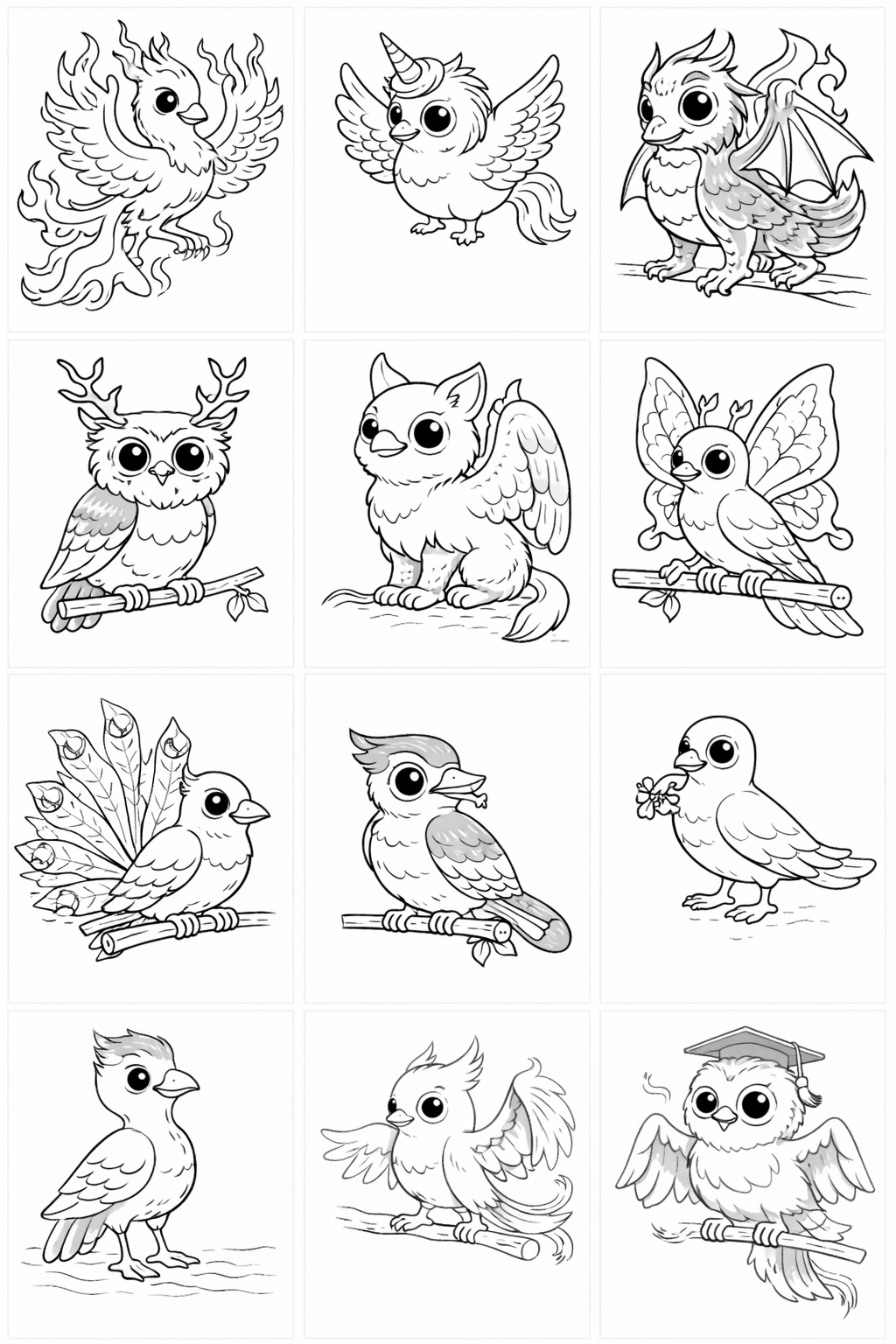 Owls Coloring Grid