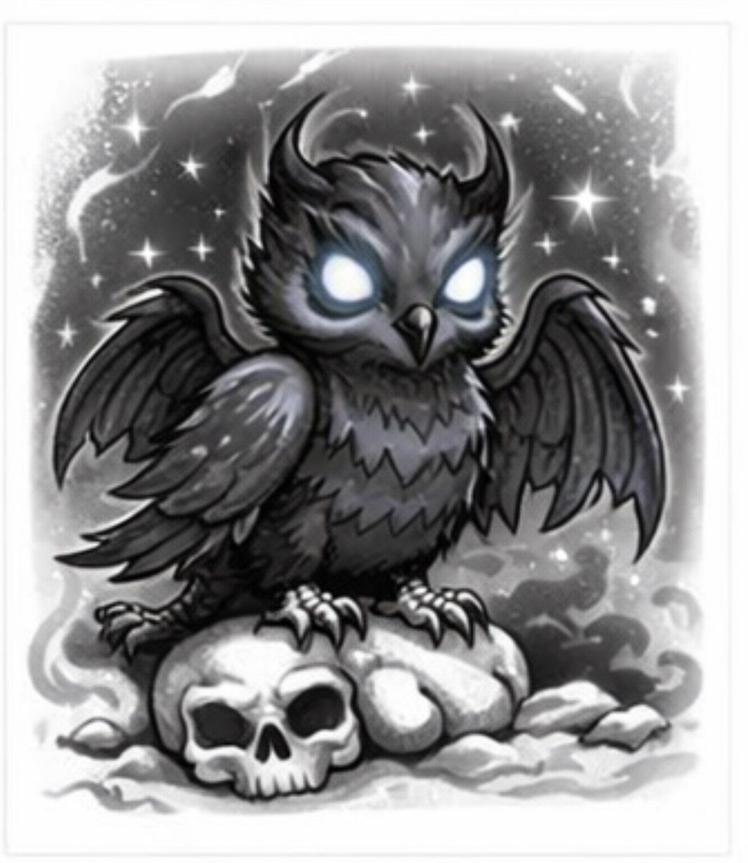 Dark Owl on a Skull