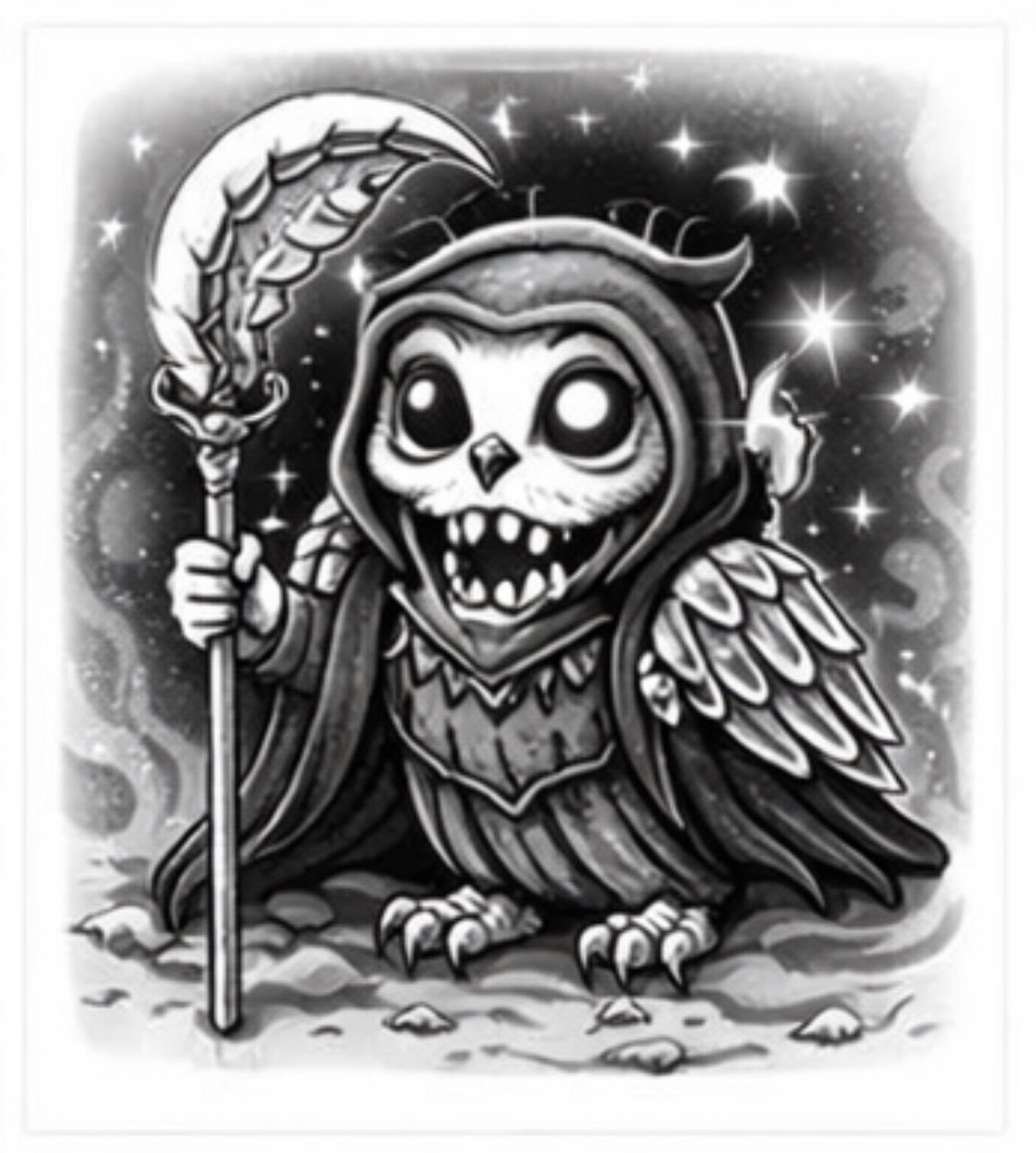 Skeleton Owl with a Lantern