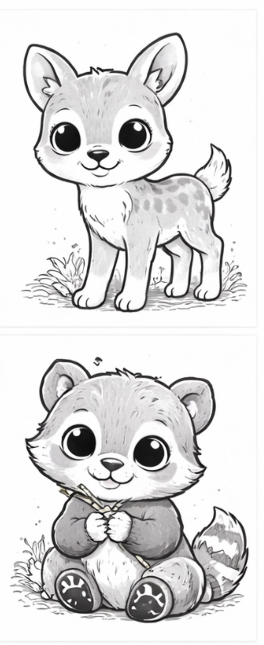 Fox and Raccoon Coloring Pair