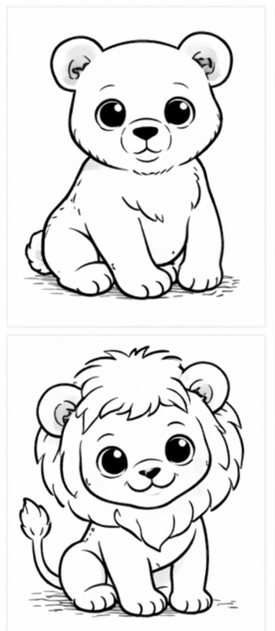 Bear and Lion Cubs