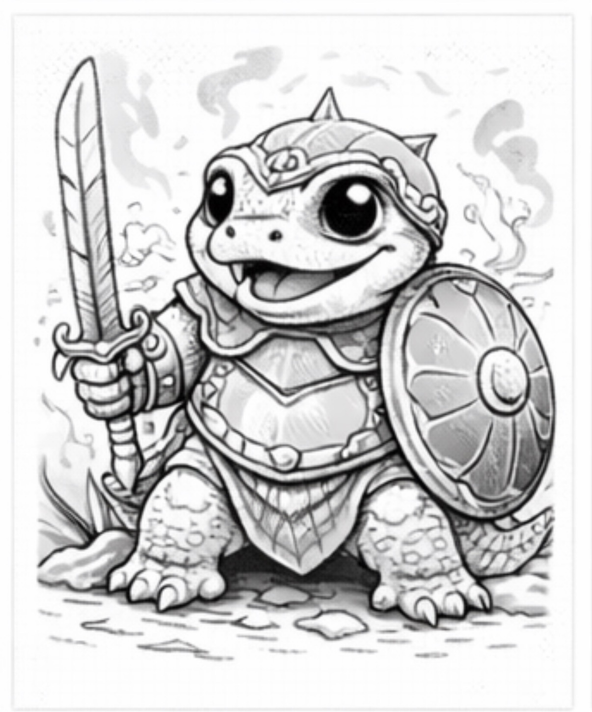 Turtle Knight with a Shield