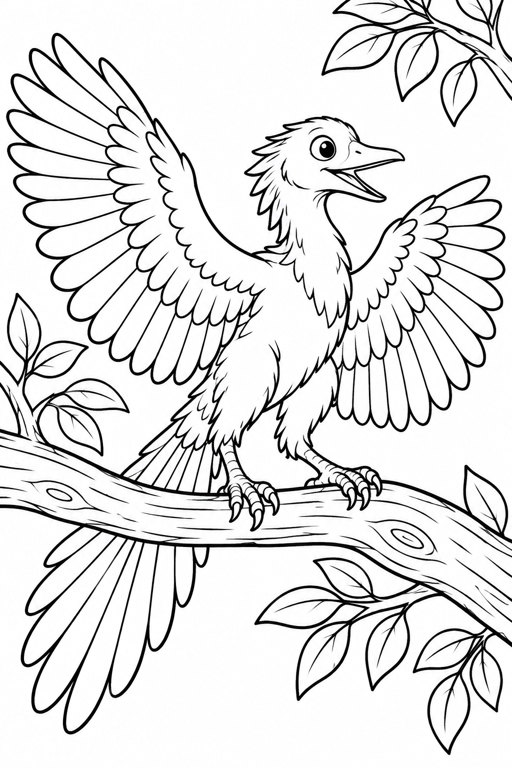 Archaeopteryx Feathered Dinosaur Coloring Page