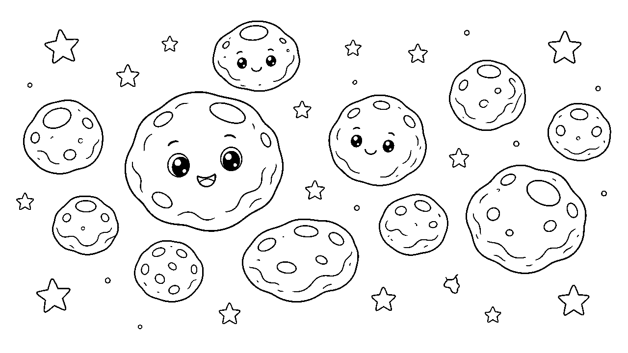 Asteroid Belt Rocks Coloring Page