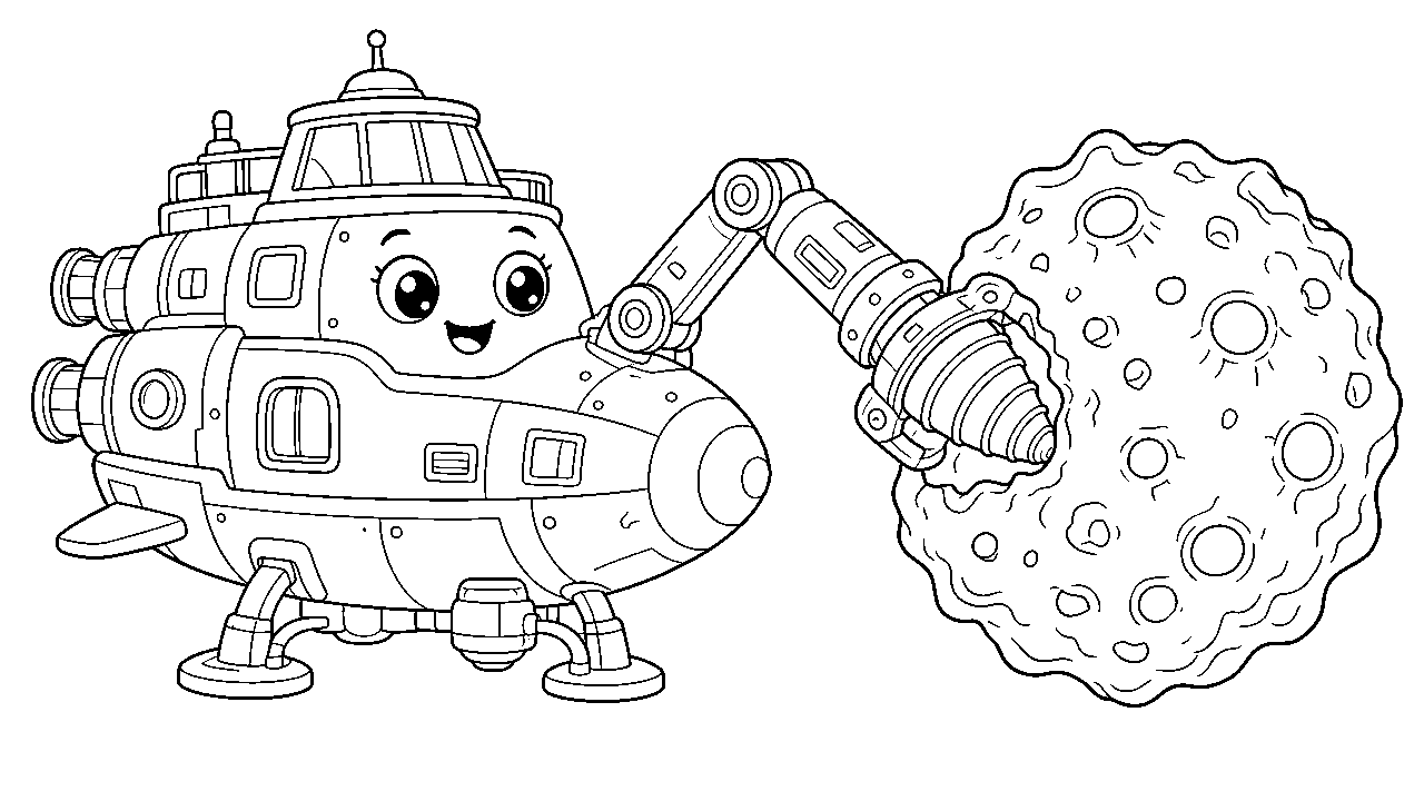 Asteroid Mining Drill Coloring Page