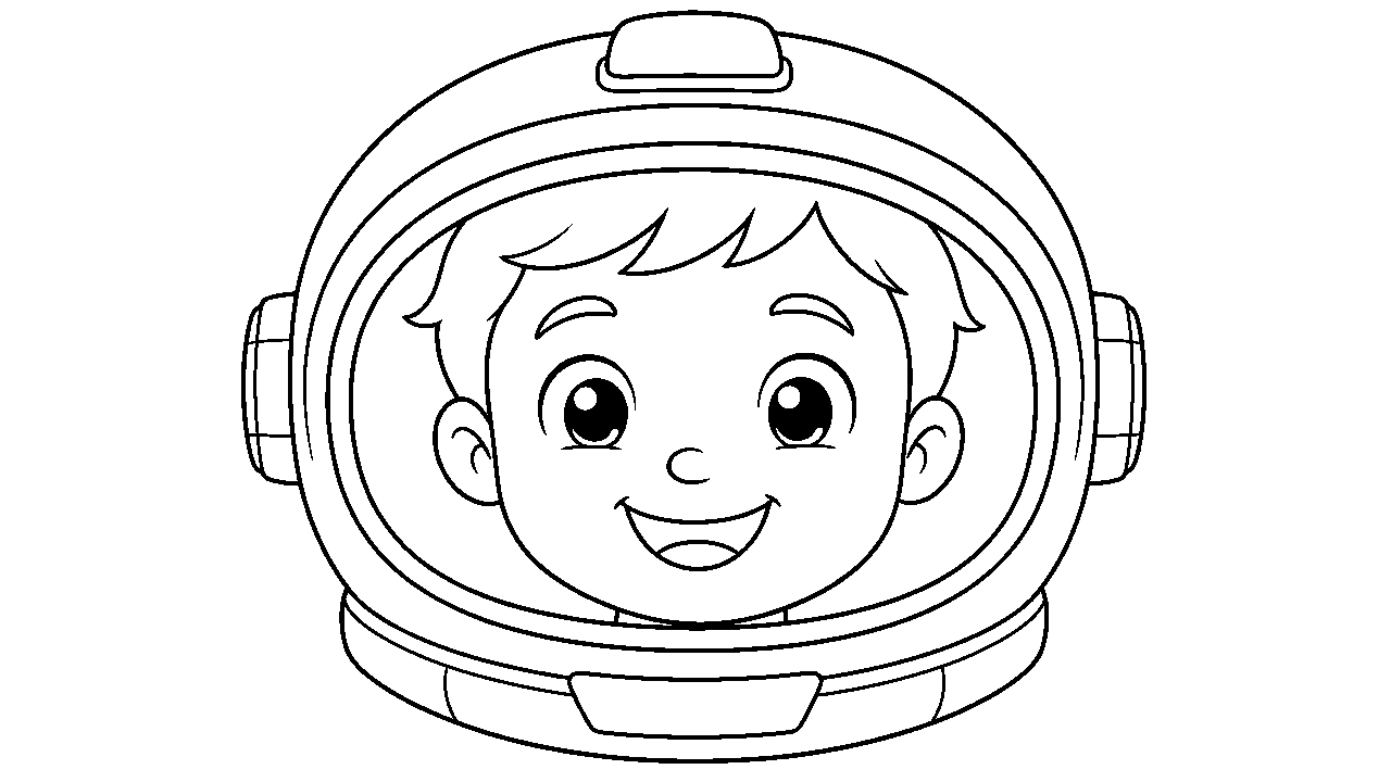Astronaut Helmet Closeup Coloring Page