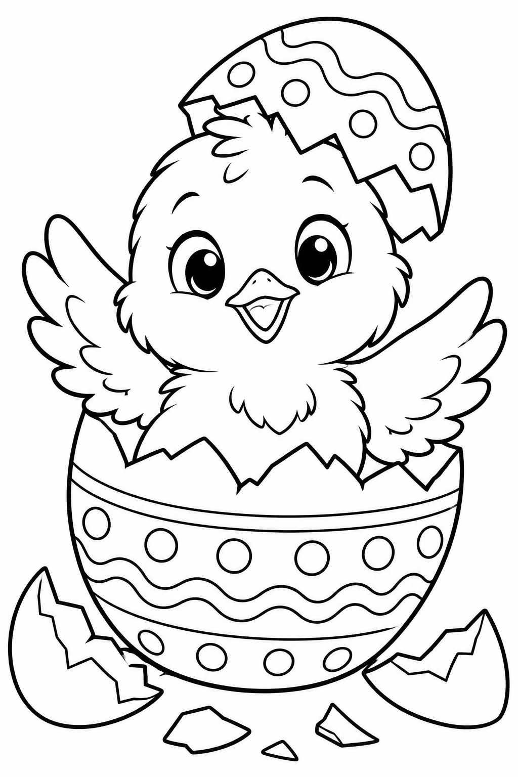 Baby Chick Easter Egg Coloring Page