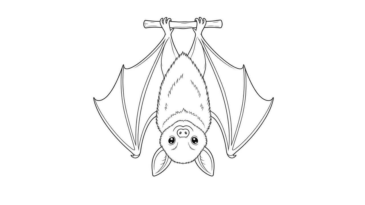 Bat Hanging Coloring Page