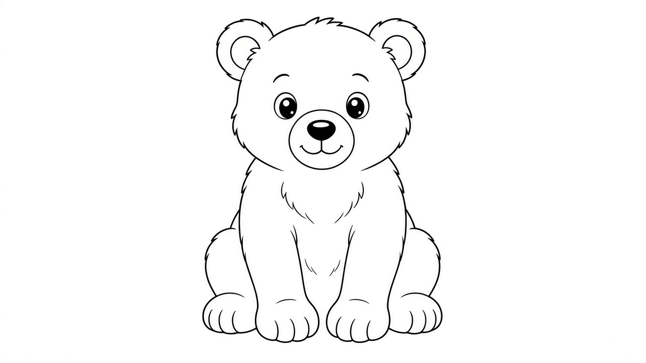 Bear Cub Sitting Coloring Page