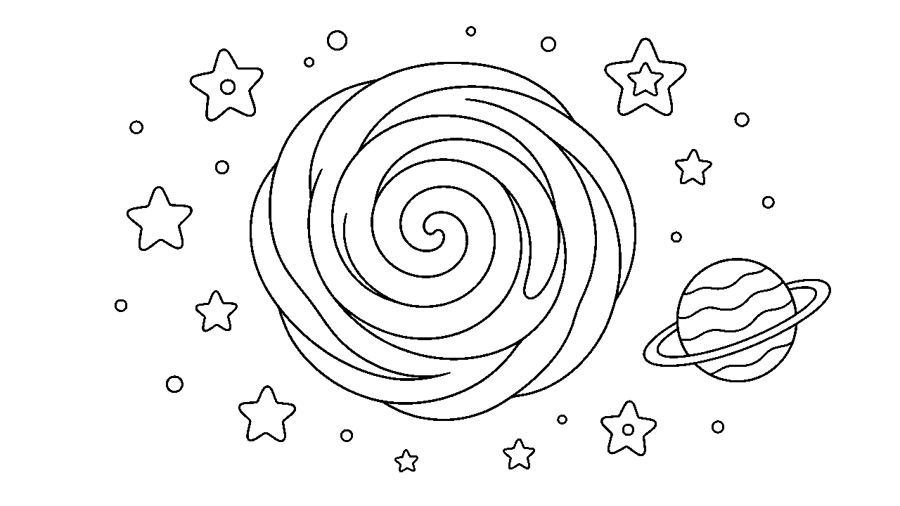 Black Hole Fun Outline Coloring Page