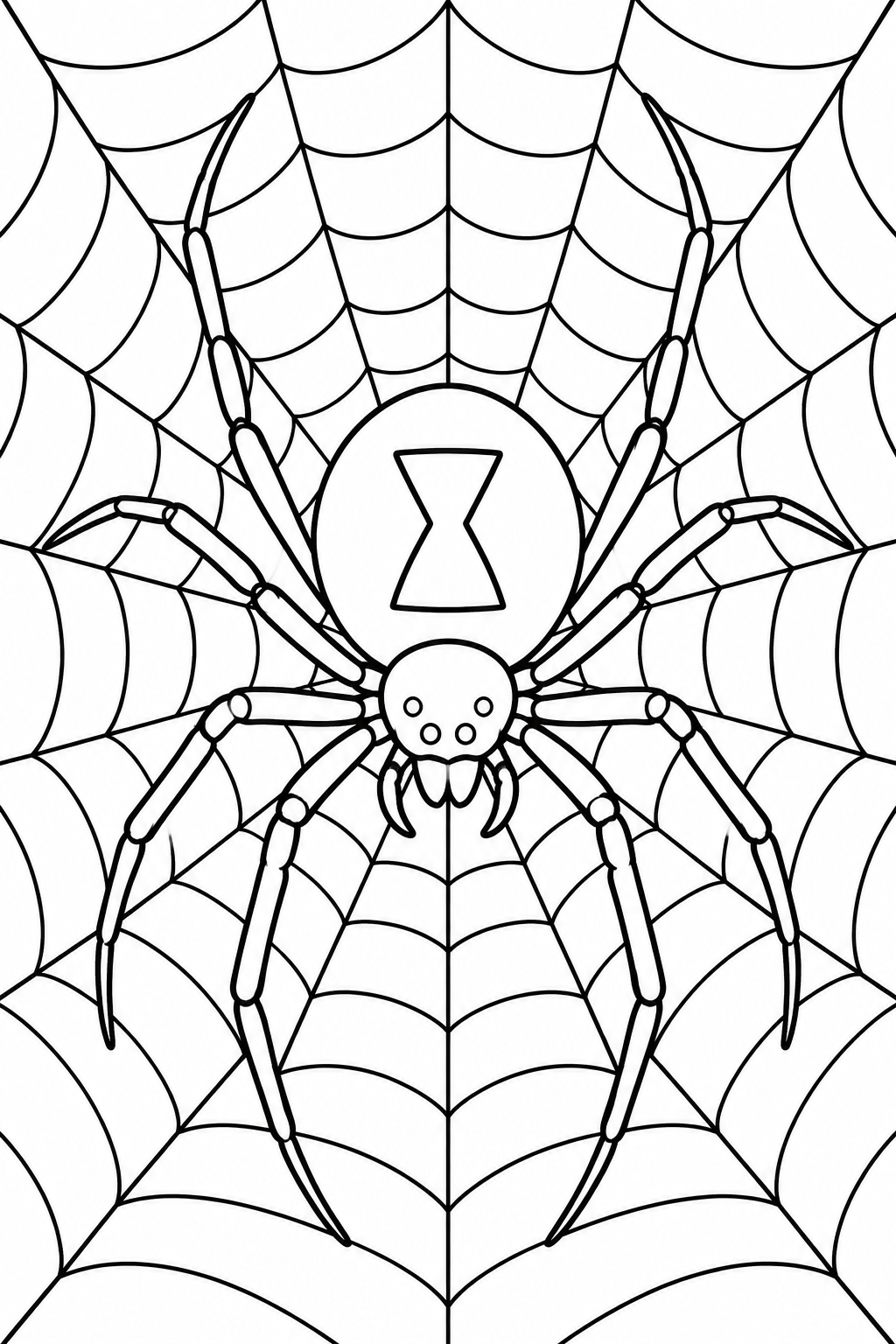 Black Widow Spider on a Web Coloring Page