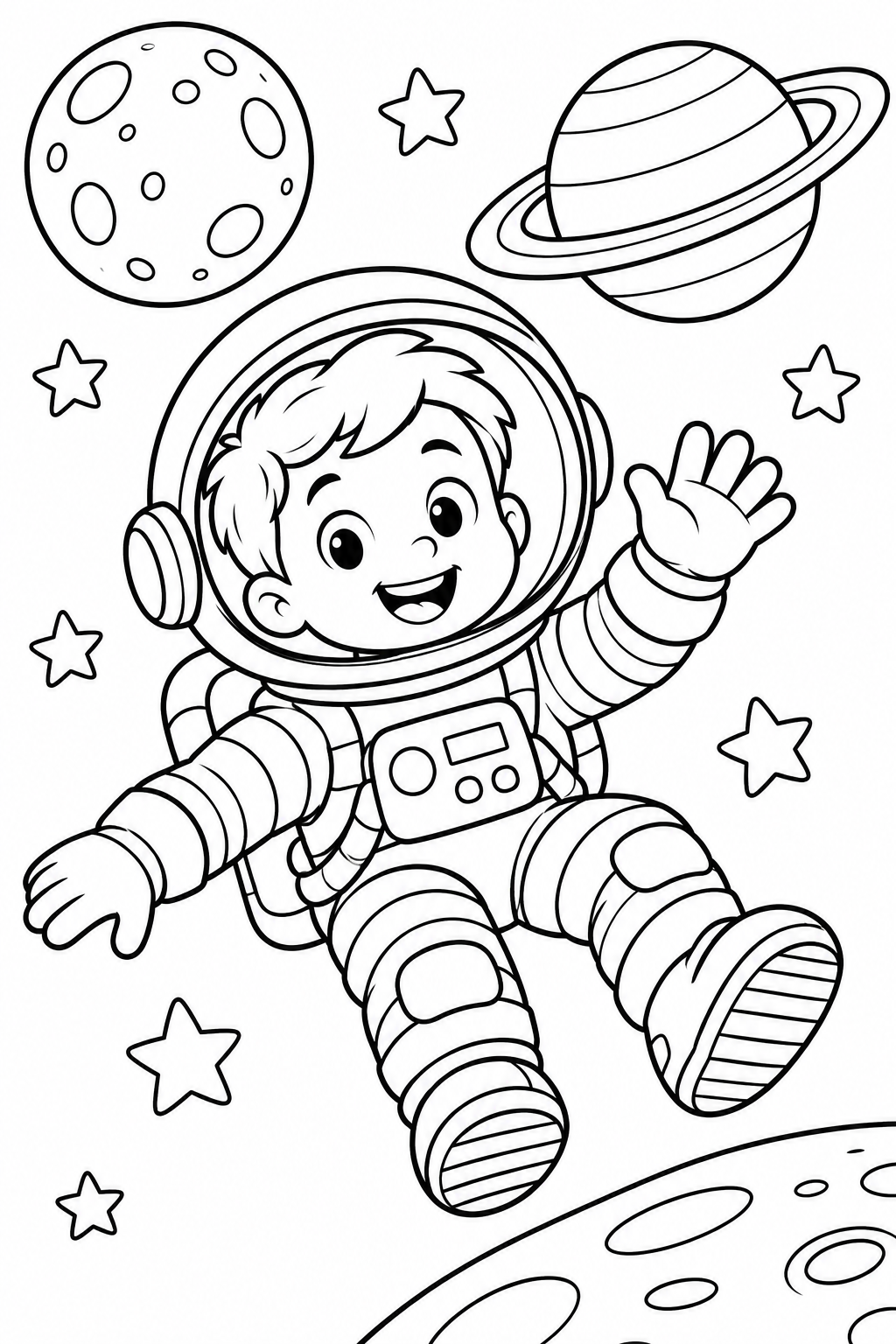 Boy Astronaut Coloring Page