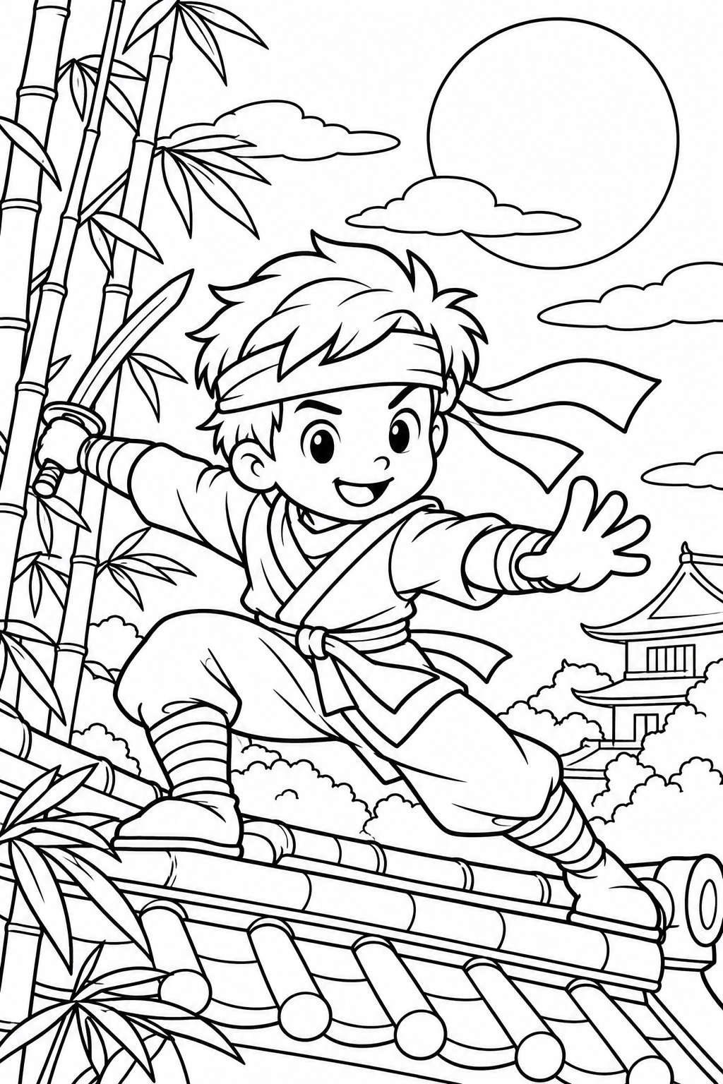 Boy Ninja Coloring Page