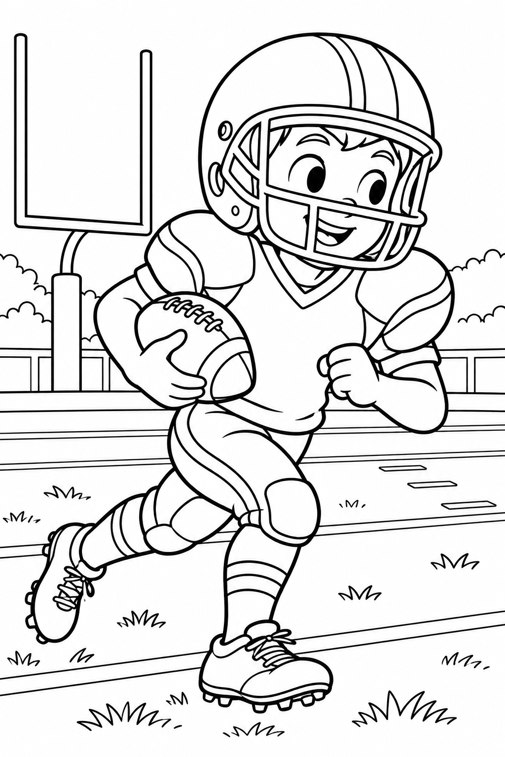 Boy Playing Football Coloring Page