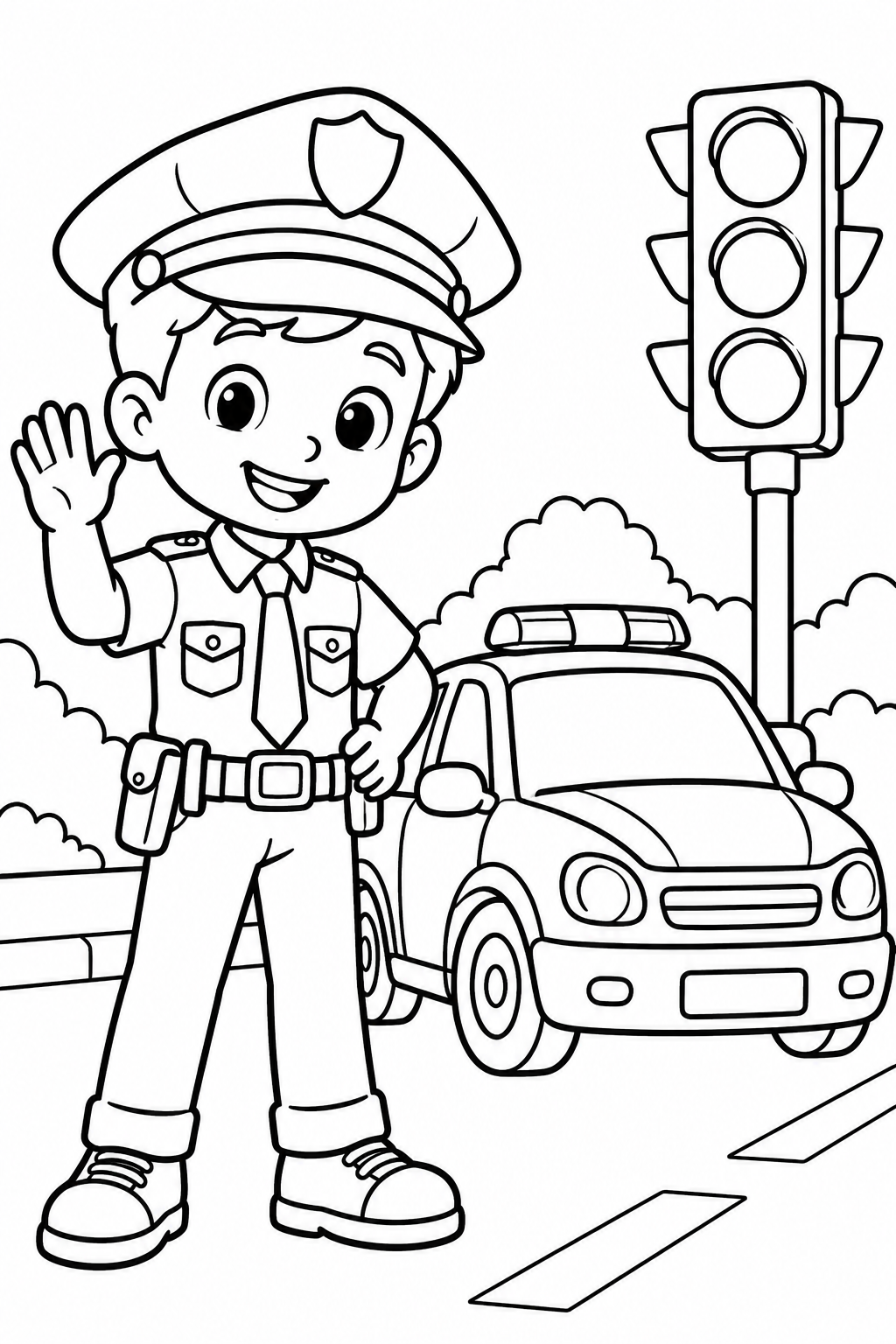 Boy Police Officer Coloring Page