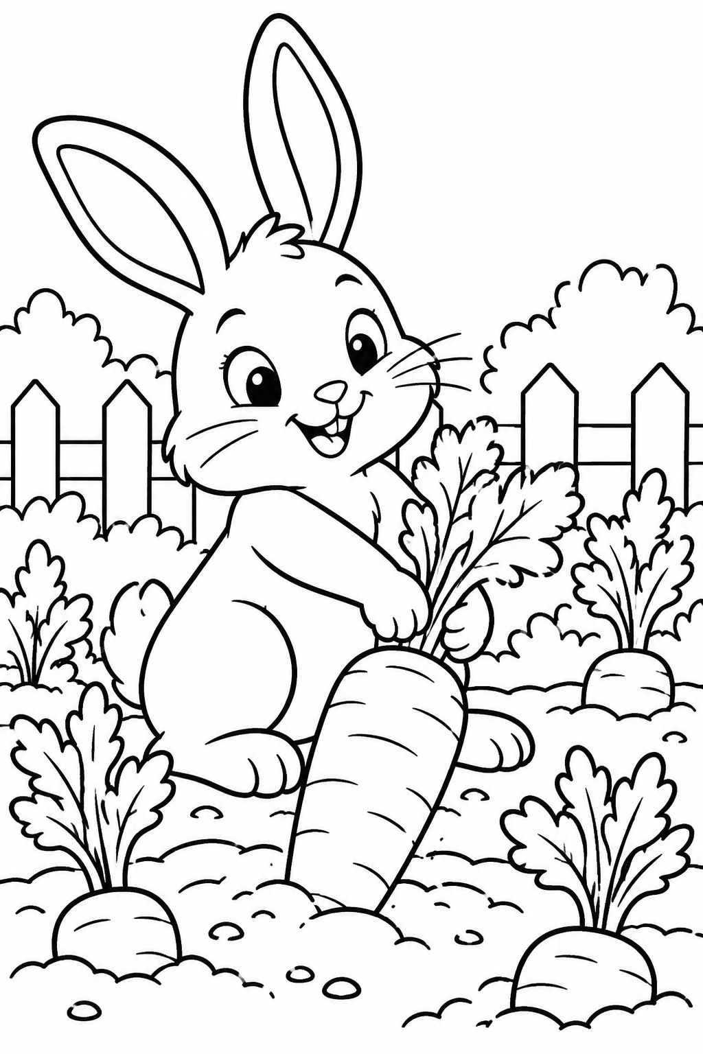 Bunny Carrot Garden Coloring Page