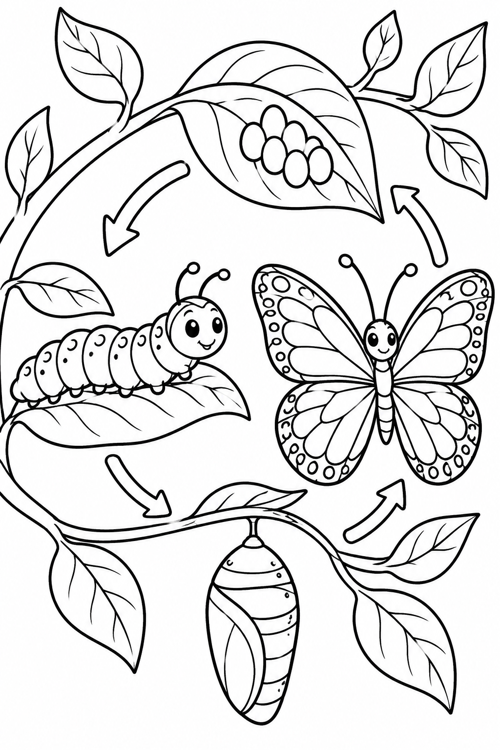 Butterfly Life Cycle Coloring Page