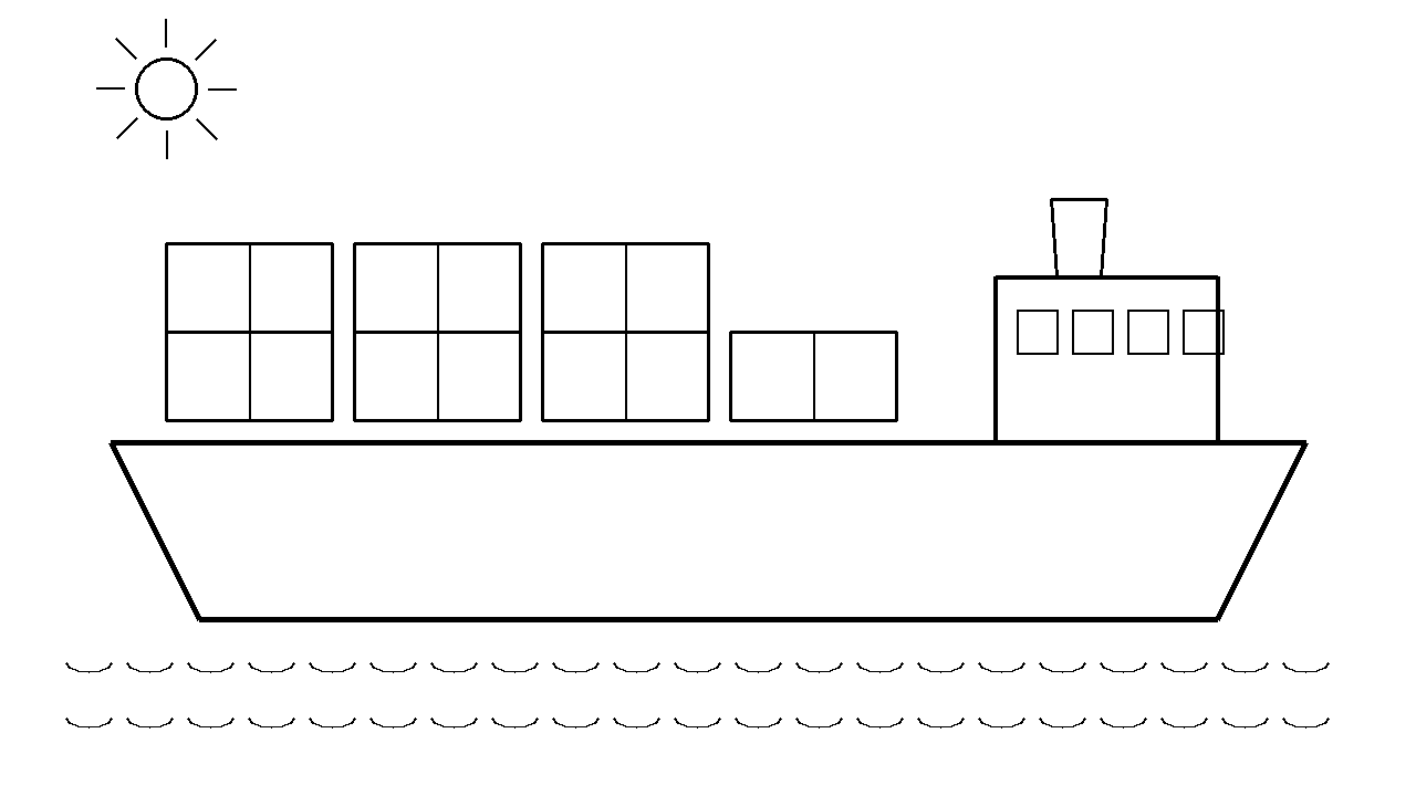 Cargo Ship Ocean Coloring Page