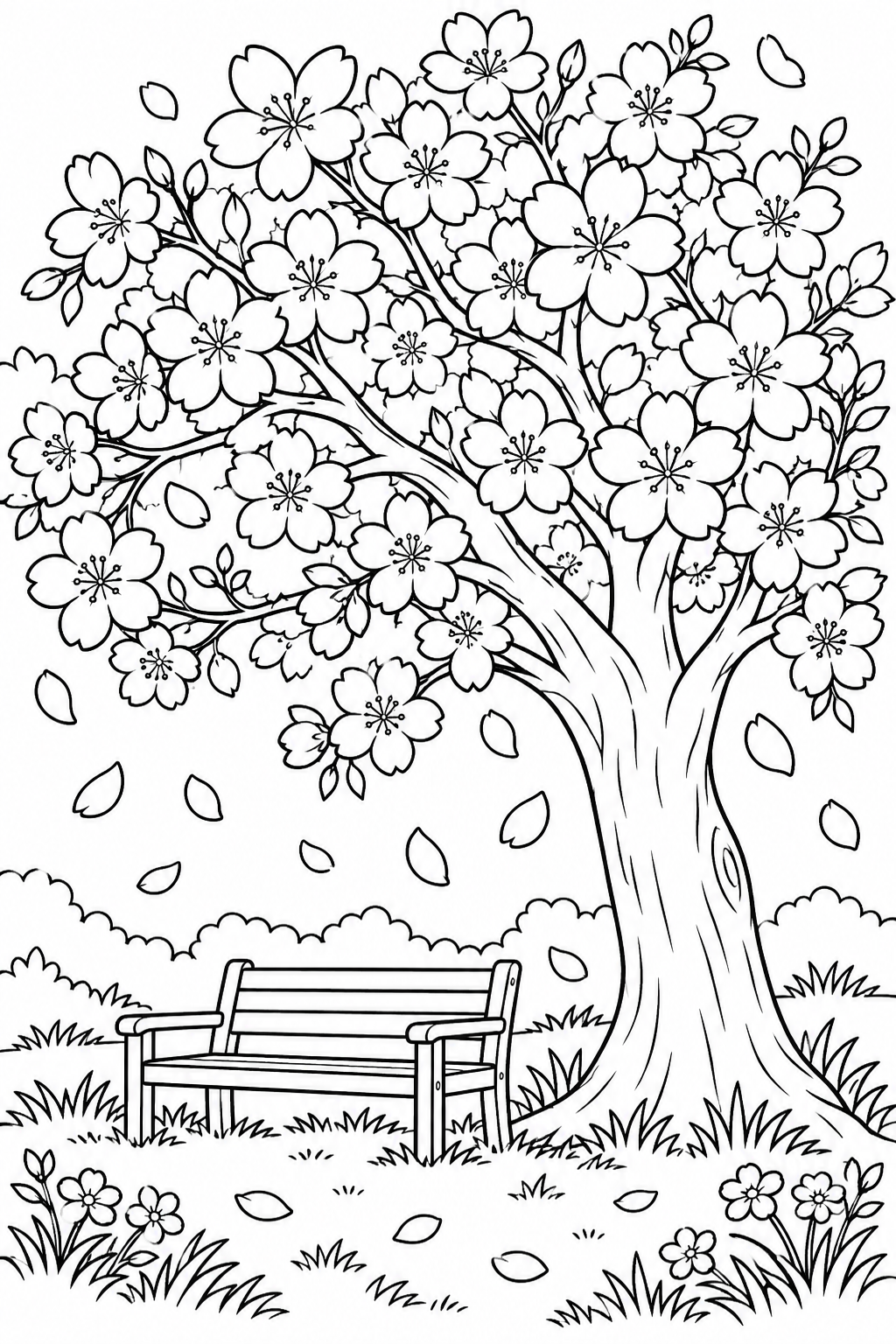 Cherry Blossom Tree Coloring Page