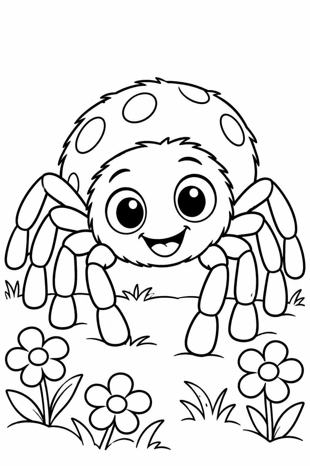 Cute Cartoon Spider Smiling Coloring Page