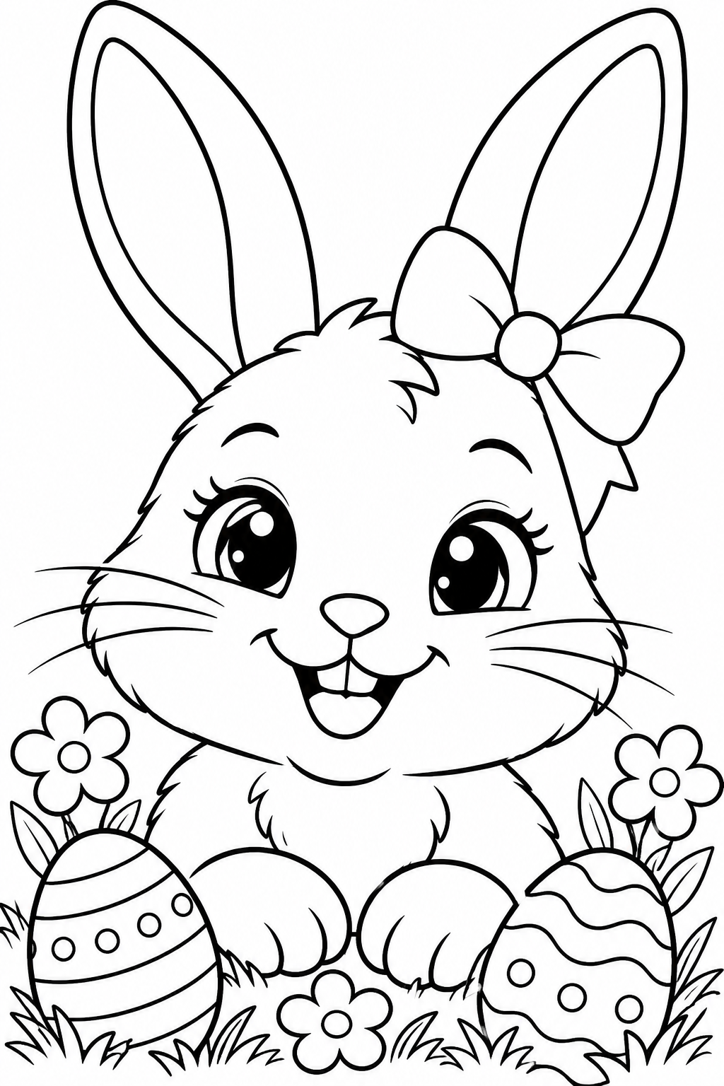 Cute Easter Bunny Face Coloring Page