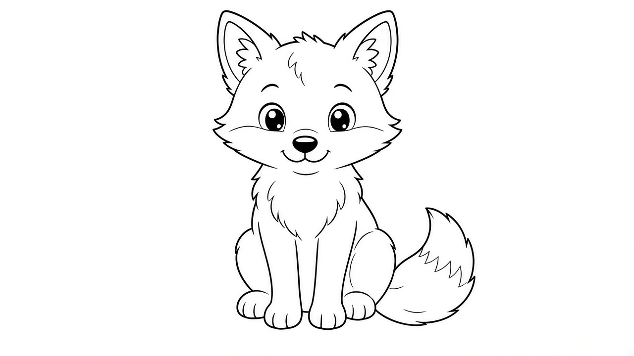 Cute Fox Sitting Coloring Page