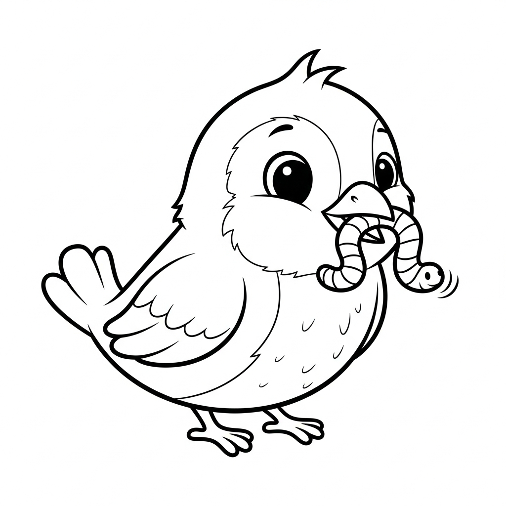 Bird Eating a Worm