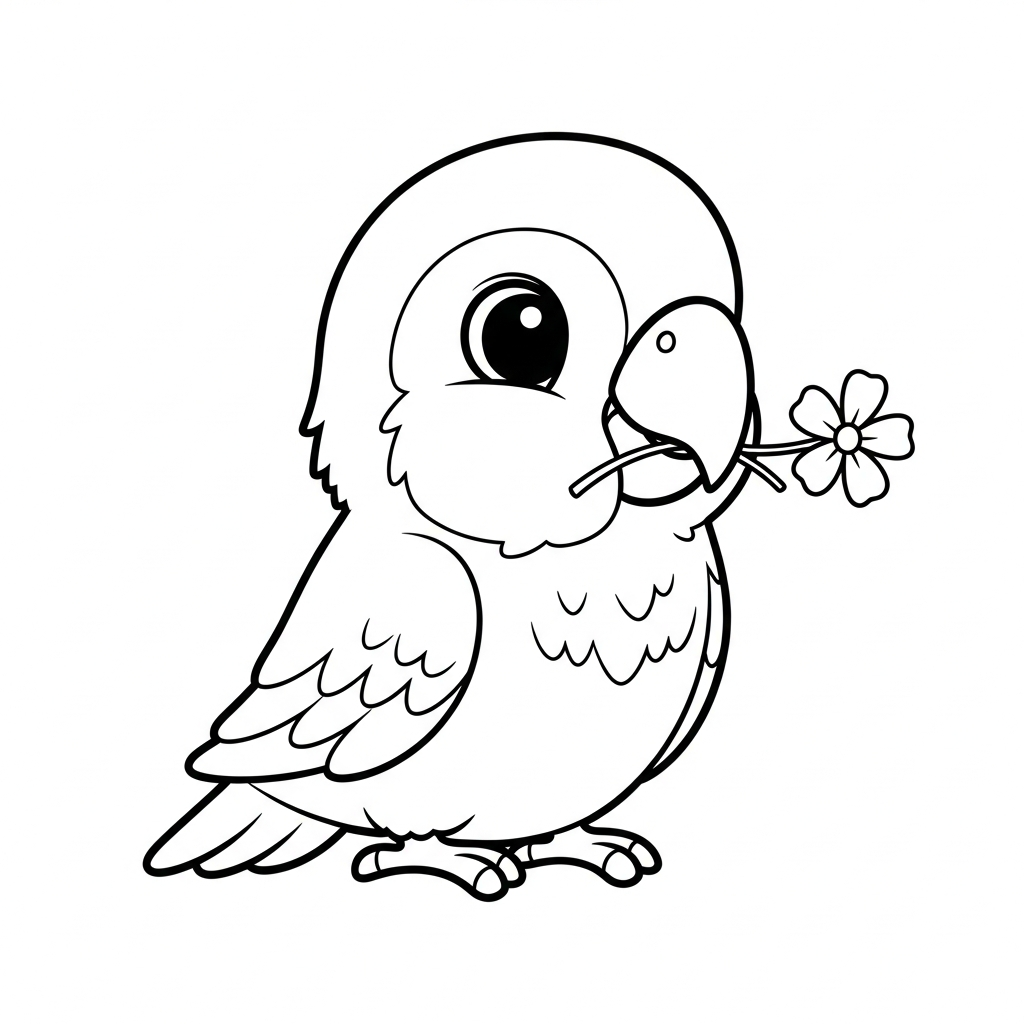 Parrot with a Flower