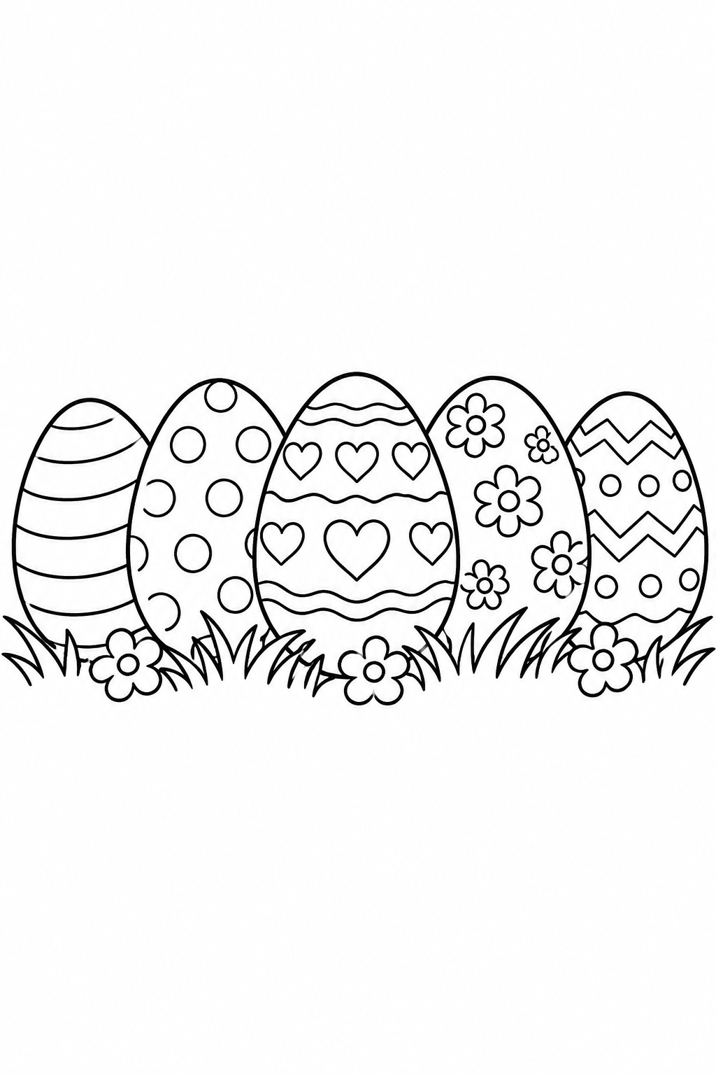 Decorated Easter Eggs Row Coloring Page