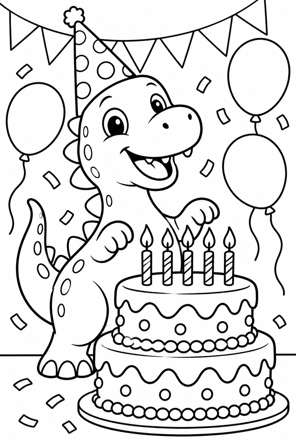 Dinosaur Birthday Party Coloring Page