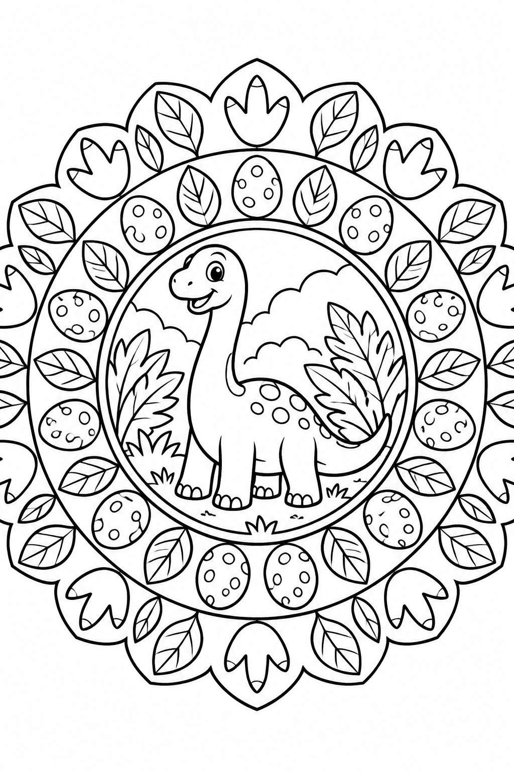 Dinosaur Mandala Coloring Page