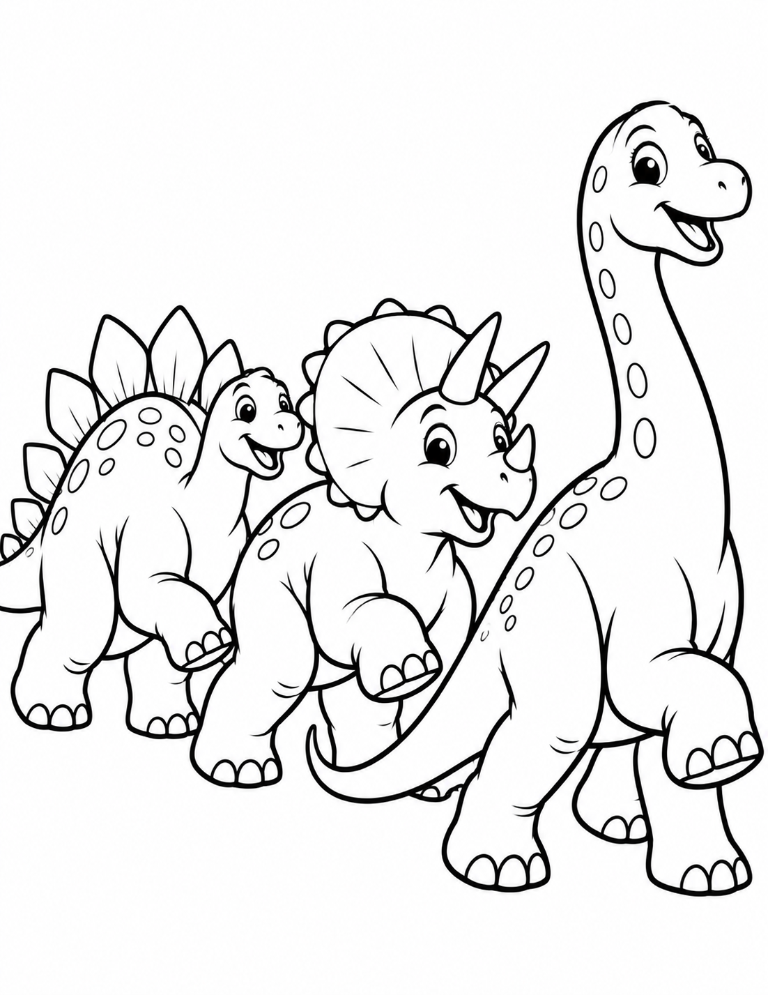 Dinosaur Parade Marching Coloring Page