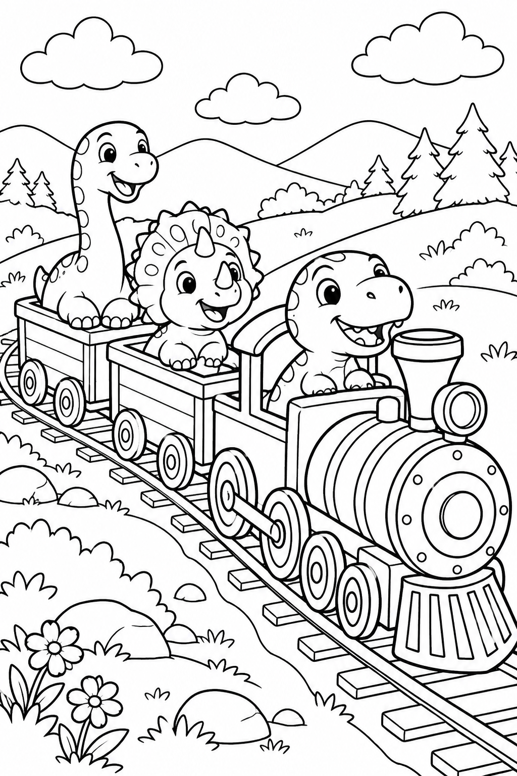 Dinosaur Train Ride Coloring Page