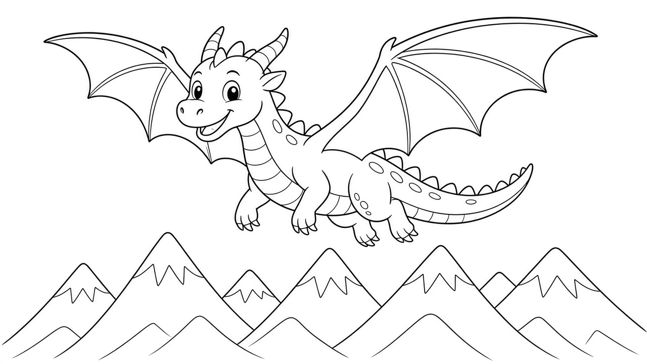 Dragon Flying Over Mountains