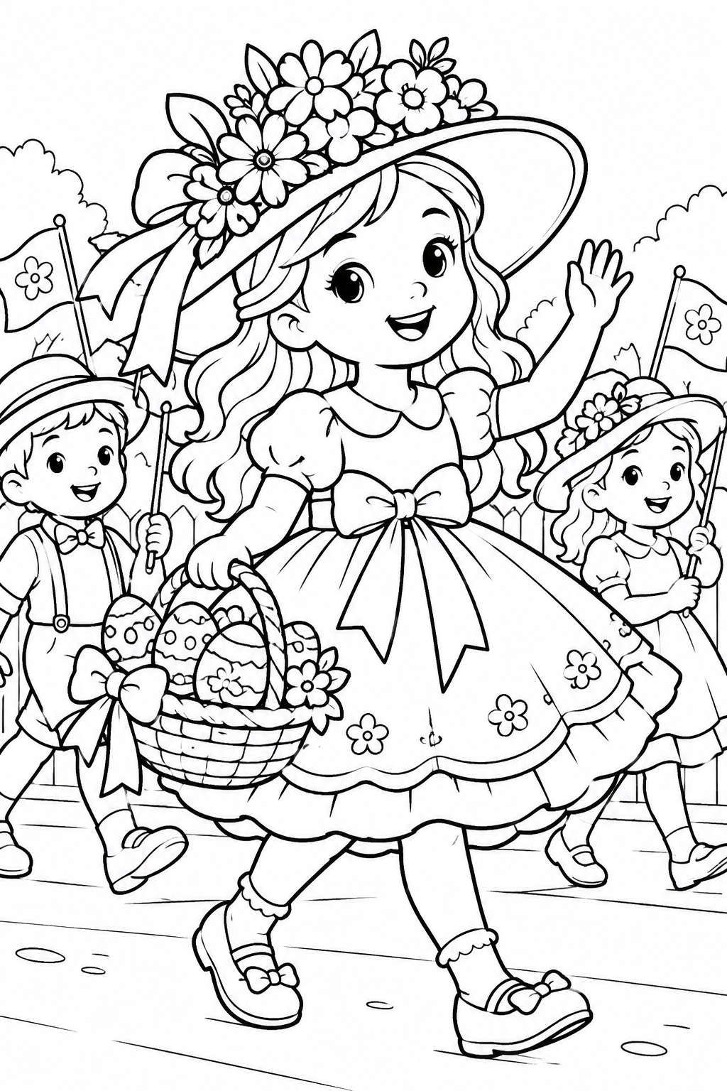 Easter Bonnet Parade Coloring Page