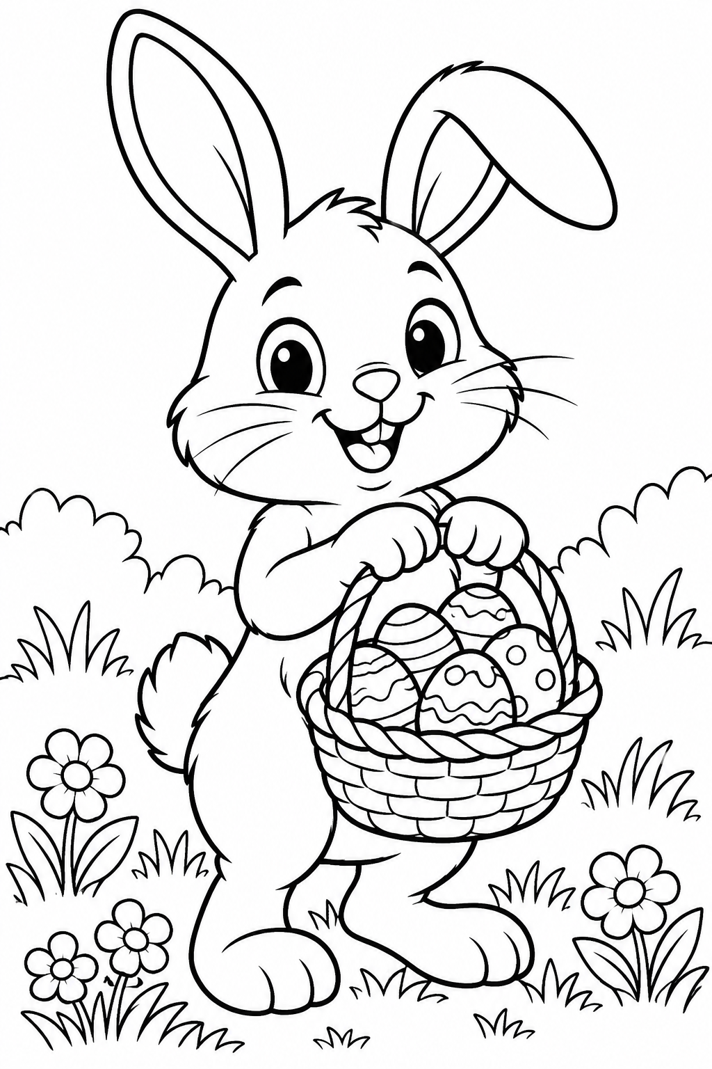 Easter Bunny Basket Coloring Page