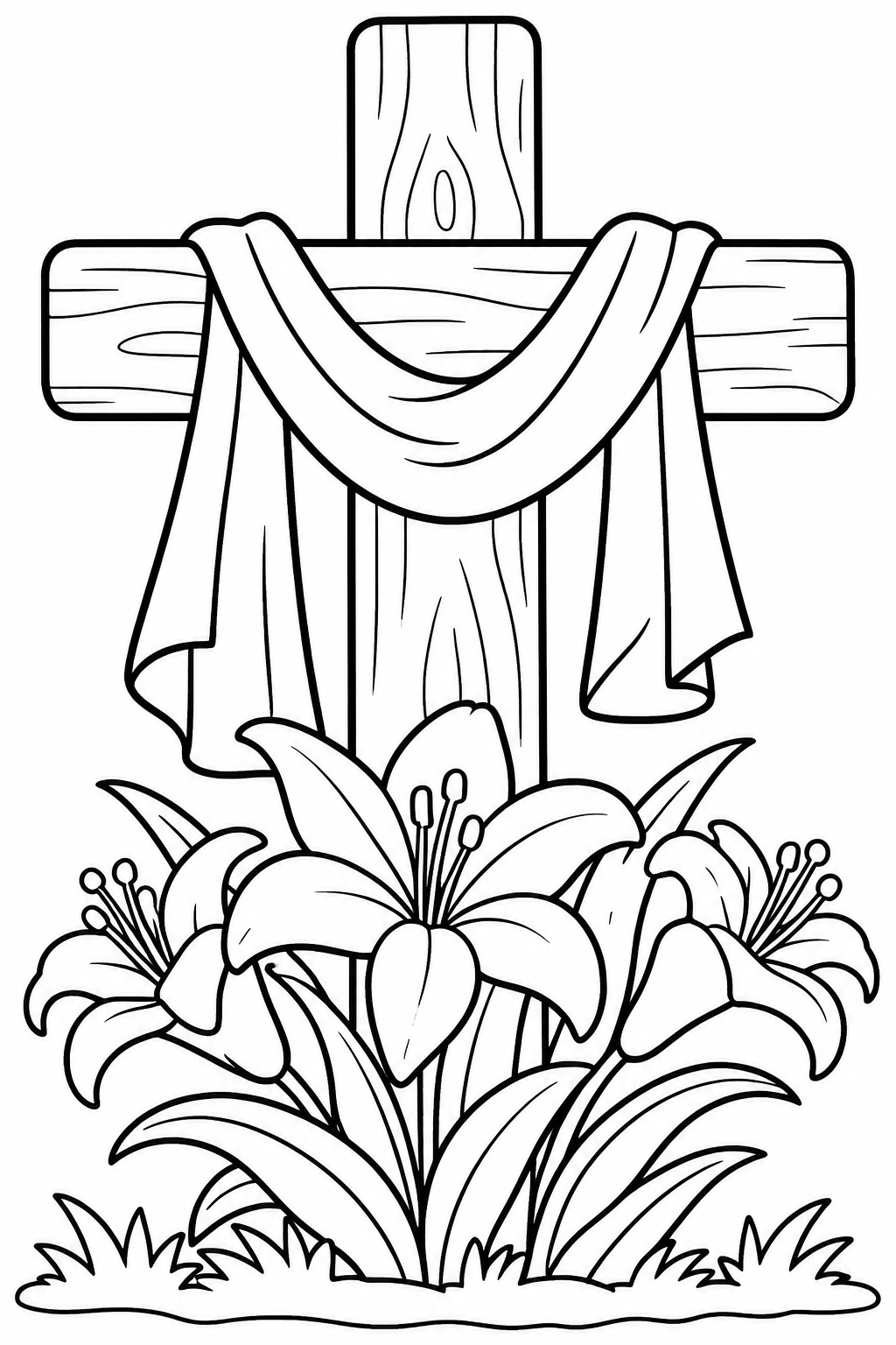 Easter Cross Lily Coloring Page