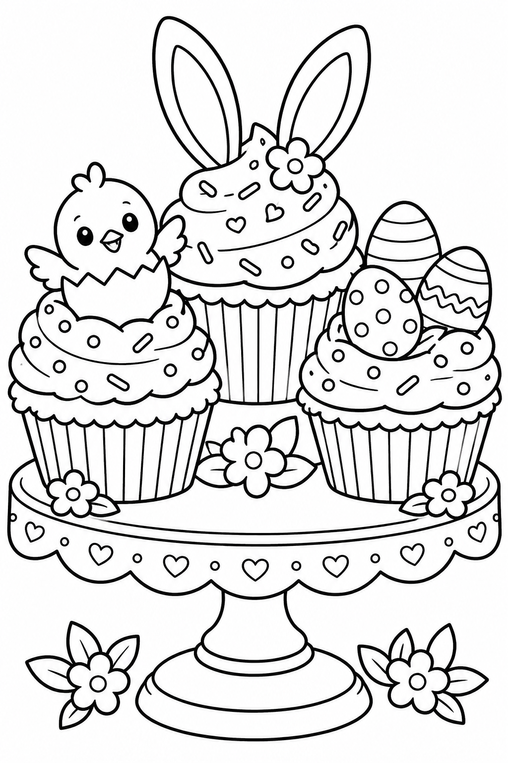 Easter Cupcakes Coloring Page