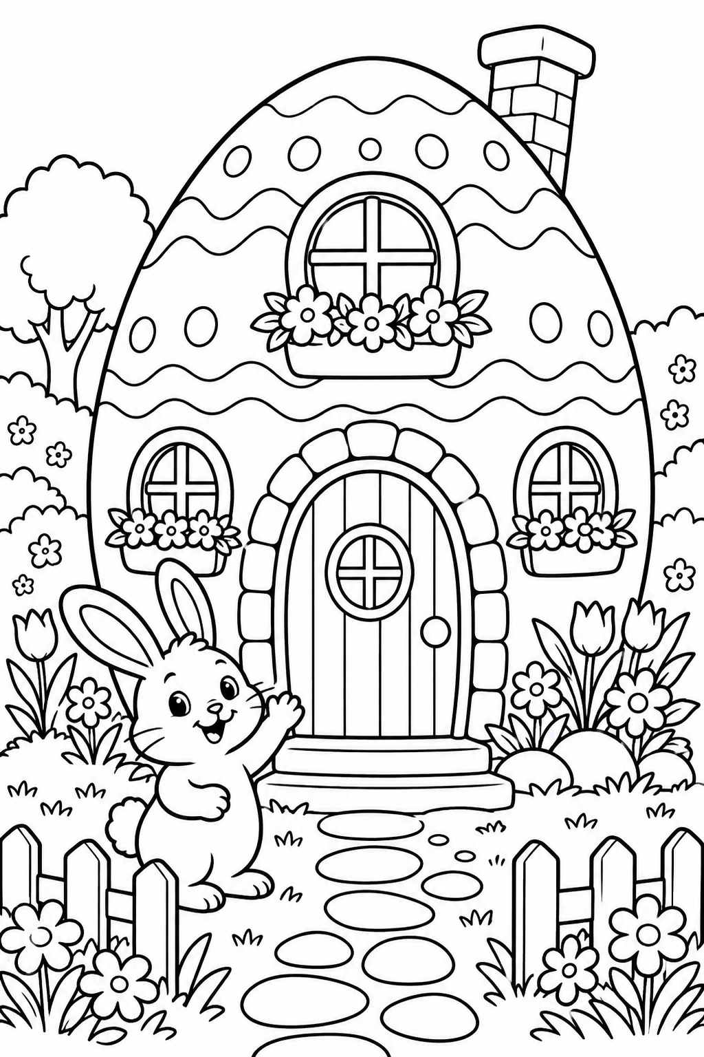 Easter Egg House Coloring Page