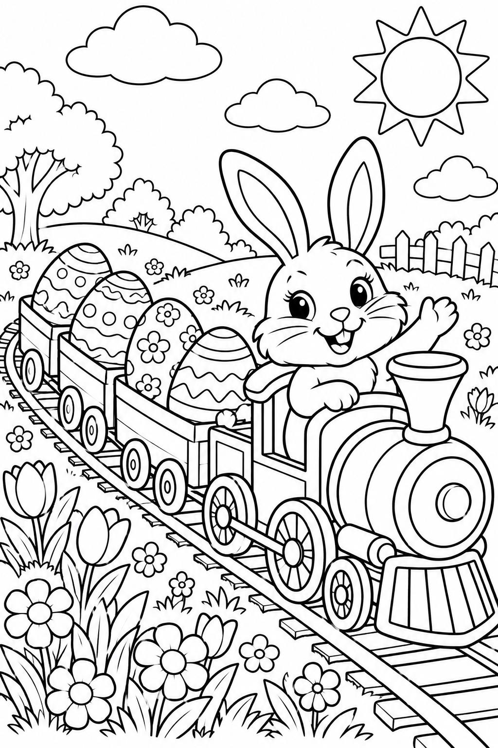 Easter Egg Train Coloring Page
