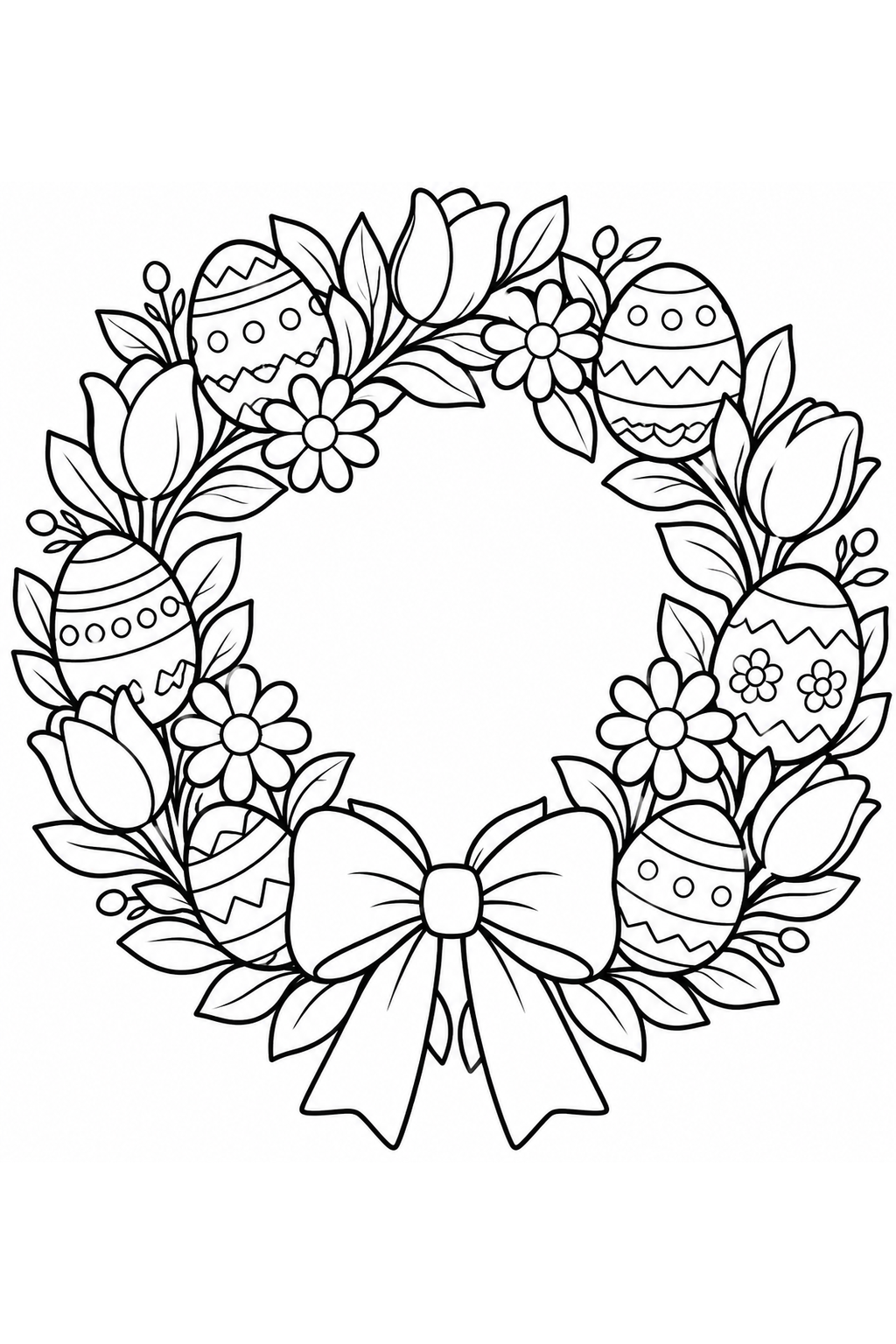 Easter Egg Wreath Coloring Page