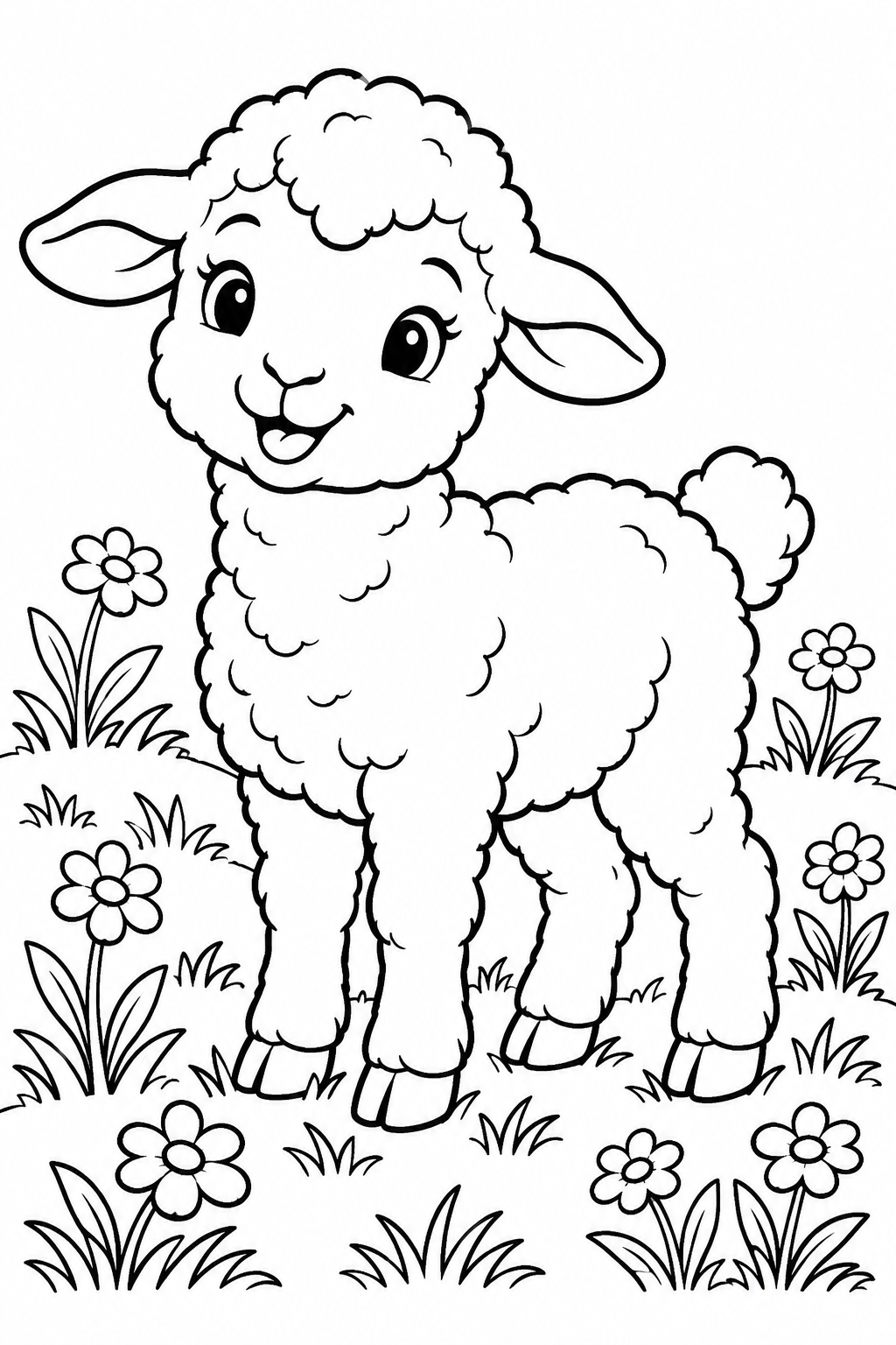 Easter Lamb Spring Coloring Page