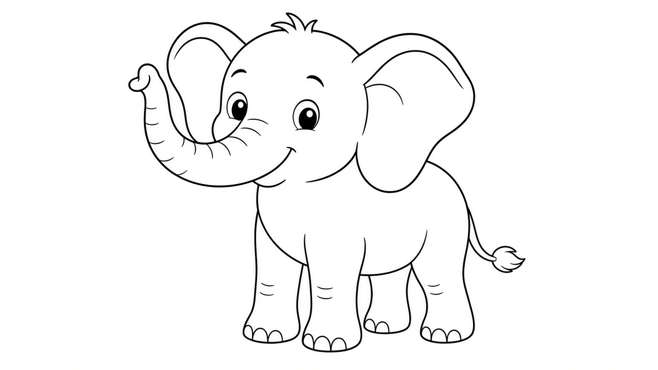 Elephant with Big Ears Coloring Page