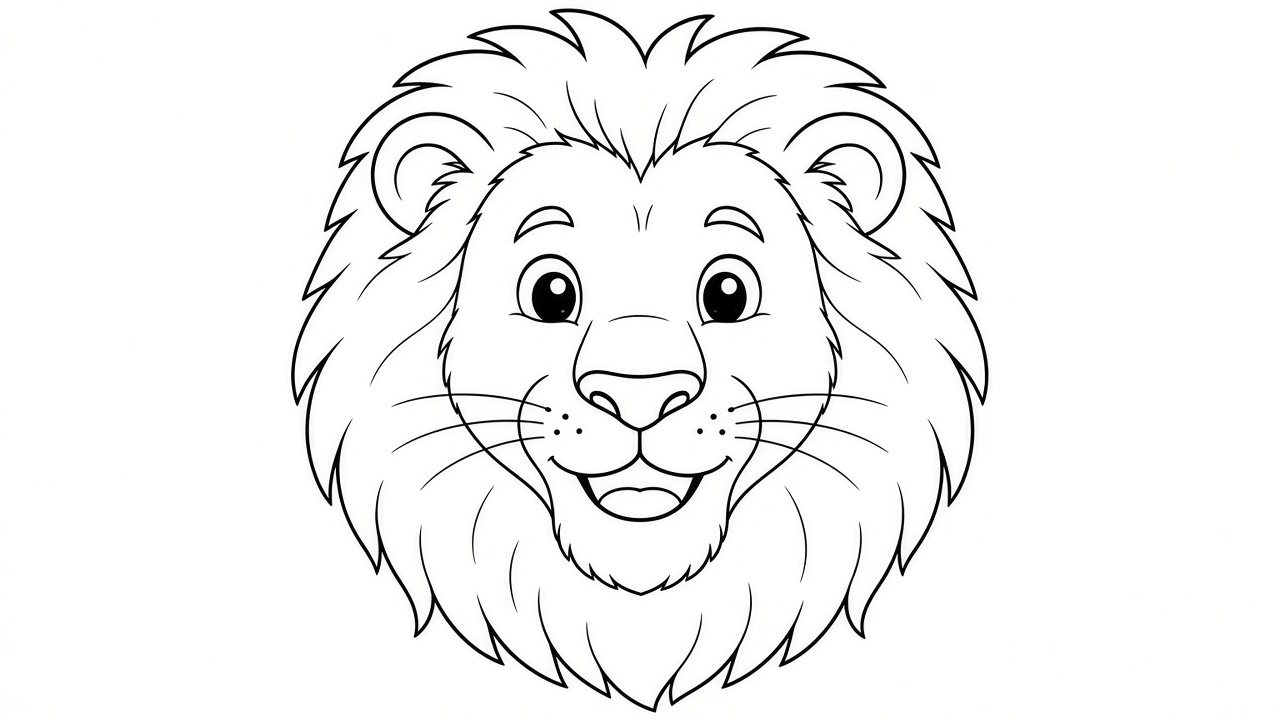 Friendly Lion Face Coloring Page