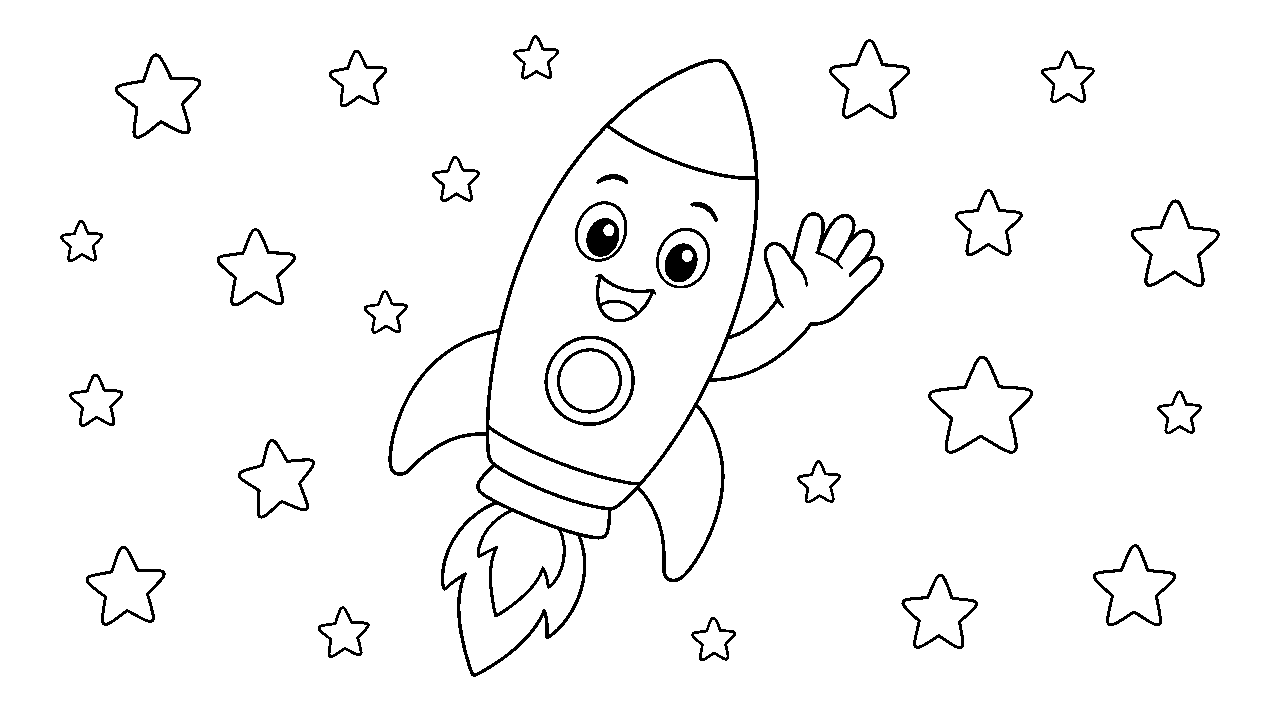 Friendly Rocket Wave Coloring Page
